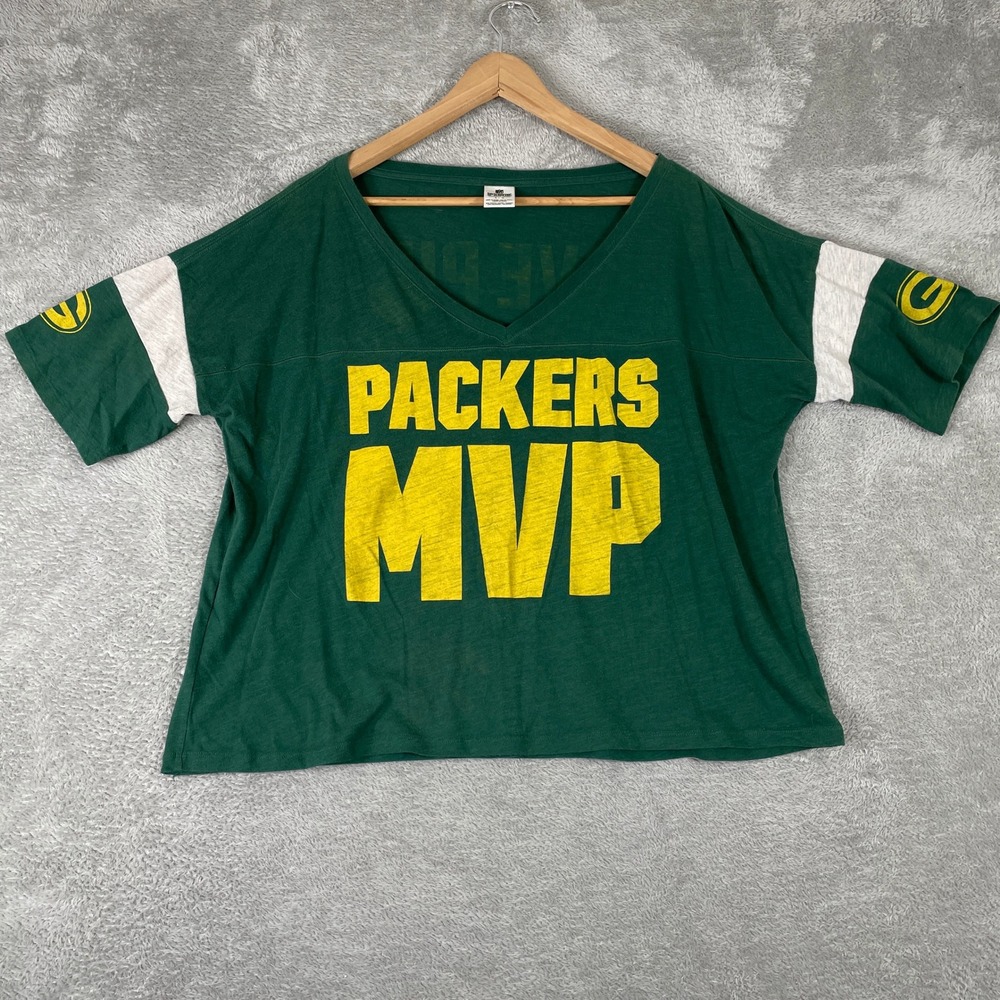 PINK Victoria's Secret NFL Shirt Womens Large‎ Green Packers MVP Tee Baggy Y2K